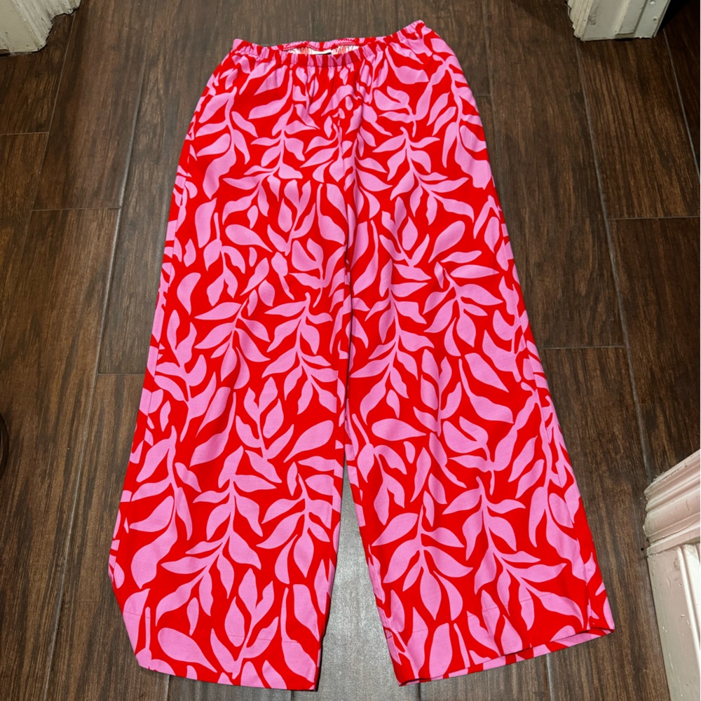 A New Day Red and Pink Patterned Coverup Pants